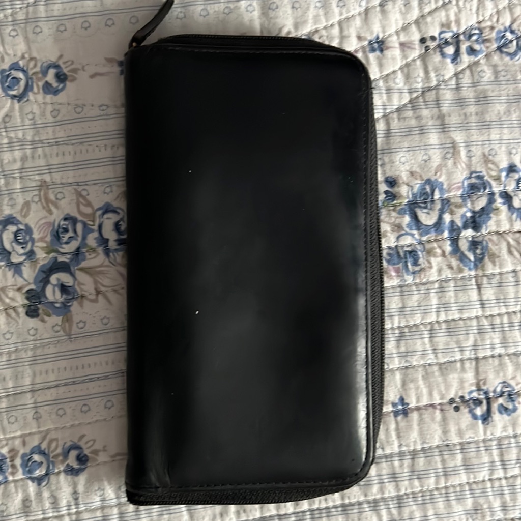 Black Leather Zip Around Vintage Coach Wallet